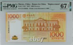 2017 Macao Macau 1000 Dollars P113c Replacement BANKNOTE CURRENCY UNC PMG 67