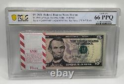 2021 $5 Pcgs Federal Reserve Star Note Boston Fr. 1999-a Gem Unc 66 Ppq