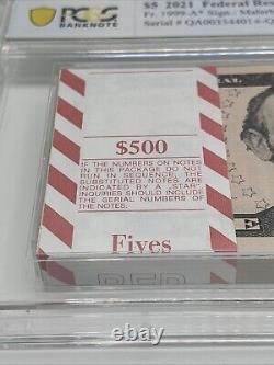 2021 $5 Pcgs Federal Reserve Star Note Boston Fr. 1999-a Gem Unc 66 Ppq