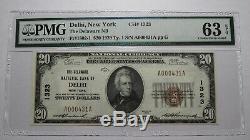 $20 1929 Delhi New York NY National Currency Bank Note Bill! Ch. #1323 UNC63EPQ