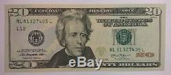 $ 20 Dollar Note With Fancy Serial Number Broken Ladder US Currency UNC 2013 FRB