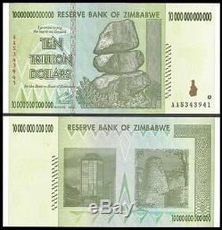 25/ 10 Trillion Zimbabwe Dollar Money Currency. Unc USA Seller