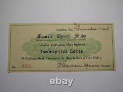 $. 25 1907 Lewisburg Ohio Obsolete Currency Note Bill Moore's Cheery Study UNC++