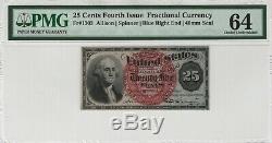 25 Cent Fourth Issue Fractional Postal Currency FR. 1303 PMG Certified CU 64 UNC