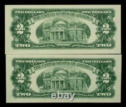 2 Consecutive 1963 $2 Legal Tender US Notes Currency -FR1513 Star- UNC CA2282