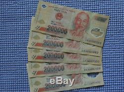 2 Million VND 200,000 x 10 Dong Currency VND Banknotes Almost UNC