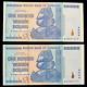 2x Zimbabwe 100 Trillion Dollar Banknote Bill Money Unc Currency Hyperinflation