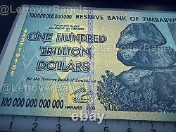 2x Zimbabwe 100 Trillion Dollar Banknote Bill Money UNC Currency Hyperinflation