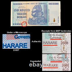 2x Zimbabwe 100 Trillion Dollar Banknote Bill Money UNC Currency Hyperinflation