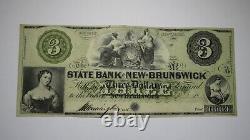 $3 18 New Brunswick New Jersey Obsolete Currency Bank Note Bill Remainder UNC+