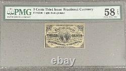3 CENT- FRACTIONAL CURRENCY-FR1226 THIRD ISSUE PMG 58 Choice About Unc