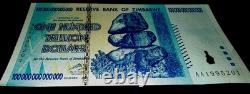 3 Zimbabwe 100 Trillion Dollars 2008 AA P-91 Banknote New UNC Zim Currency withCOA