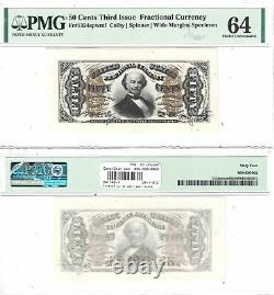 3rd Issue 50 Cents Fractional Currency Specimen Fr 1324sp PMG Choice Unc-64