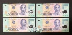 4 x 500,000 VIETNAM DONG MONEY POLYMER CURRENCY BANKNOTE MILLION VIETNAMESE UNC