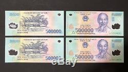 4 x 500,000 VIETNAM DONG MONEY POLYMER CURRENCY BANKNOTE MILLION VIETNAMESE UNC