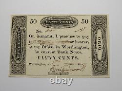 $. 50 1819 Worthington Ohio OH Obsolete Currency Bank Note Bill Bank of Cincy UNC