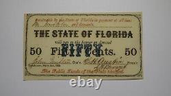 $. 50 1863 Tallahassee Florida Obsolete Currency Bank Note Bill State of FL UNC++