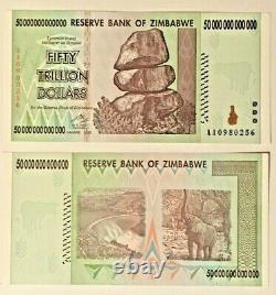 50 TRILLION ZIMBABWE DOLLARS UNC 2008 ZIM BANKNOTE, AA Zim Money / Currency