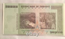 50 TRILLION ZIMBABWE DOLLARS UNC 2008 ZIM BANKNOTE, AA Zim Money / Currency