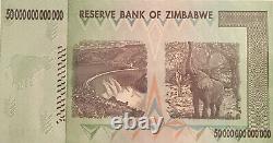 50 TRILLION ZIMBABWE DOLLARS UNC 2008 ZIM BANKNOTE, AA Zim Money / Currency