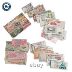50 World Currency Banknotes Set Foreign Collectible Bills with Certificate of