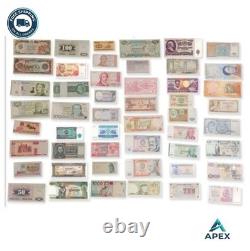 50 World Currency Banknotes Set Foreign Collectible Bills with Certificate of