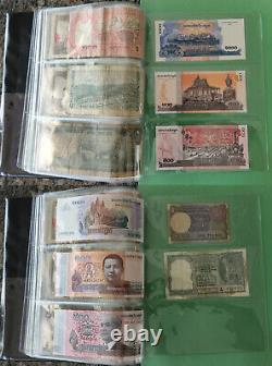 52 World Currency Bank Note Collection Lot Leather Album Paper Money some UNC