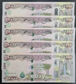 5Pcs IRAQI IRAQ 50000 Dinar IQD BANKNOTE IQD CURRENCY UNC