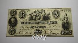 $5 1852 Washington D. C Obsolete Currency Bank Note Bill Merchants Bank Crisp UNC