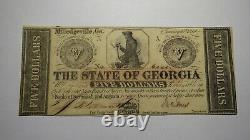 $5 1862 Milledgeville Georgia GA Obsolete Currency Bank Note Bill! Crisp UNC