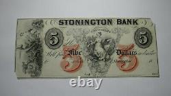 $5 18 Stonington Connecticut Obsolete Currency Bank Note Remainder Bill UNC++