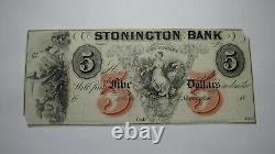 $5 18 Stonington Connecticut Obsolete Currency Bank Note Remainder Bill UNC++