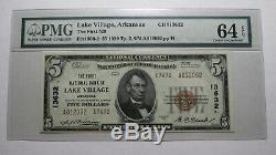 $5 1929 Lake Village Arkansas AR National Currency Bank Note Bill #13632 UNC64