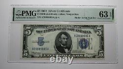$5 1934 Radar Serial Number Silver Certificate Currency Bank Note Bill UNC63 PMG