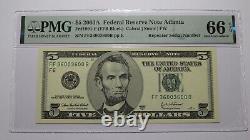 $5 2003 Repeater Serial Number Federal Reserve Currency Bank Note Bill PMG UNC66