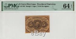 5 Cent First Issue Fractional Postal Currency Fr. 1230 Pmg Choice Unc 64 Epq(006)