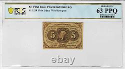 5 Cent Fractional Currency note-fr. 1230-Straight Edges-PCGS Choice UNC 63 PPQ