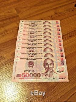 5 MILLION = 100 X 50,000 Vietnam Polymer Currency Banknotes UNC