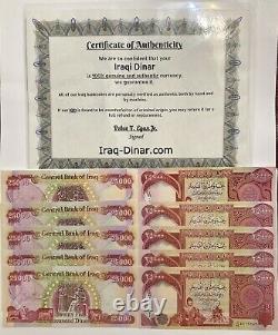 5 x 25,000 IRAQI DINAR UNC BANKNOTES = 125,000 IQD, Certified Authentic Currency