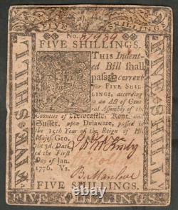 5s Jan 1, 1776 Continental Currency DE-77 PCGS 53 About Unc (A6)