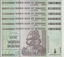 6x 50 TRILLION ZIMBABWE DOLLAR MONEY CURRENCY. UNC USA SELLER