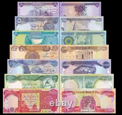 7Pcs IRAQI IRAQ 50 5000 10000 25000 dinar DOLLARS BANKNOTE CURRENCY UNC P90-96