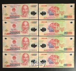 8 x 200,000 DONG VIETNAM DONG MONEY POLYMER CURRENCY BANKNOTE VIETNAMESE UNC