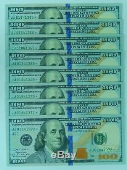 8x $100 Consecutive SN Star Note Hundred Dollar Sequential Unc 2009 Currency Lot