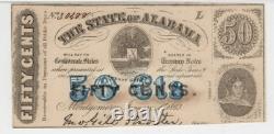 ALABAMA 1863 Civil War State 50c Obsolete Banknote Currency ALCR4, PMG Ch UNC 63