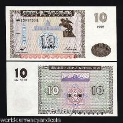 ARMENIA 10 DRAMS P33 1993 x 100 Pc Lot BUNDLE HORSE FIRST NOTE UNC CURRENCY PACK