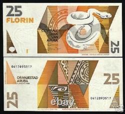ARUBA 25 FLORIN P-8 1990 NETHERLANDS RATTLESNAKE UNC Animal Currency BANK NOTE