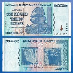 Aa 2008 Zimbabwe 100 Trillion Dollars Banknote Currency Unc Bills Uncirculated