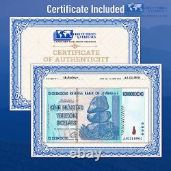 Aa 2008 Zimbabwe 100 Trillion Dollars Banknote Currency Unc Bills Uncirculated
