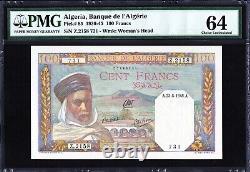 Algeria 100 Francs P85 1939-45 PMG64 Choice UNC Banknote Currency Note ALGERIAN